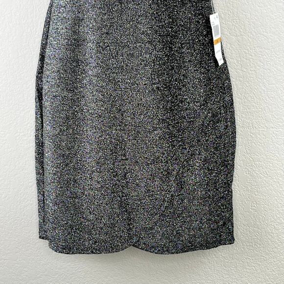 B. Darlin Black Metallic Tulip Hem Sleeveless Mini Sheath Dress Juniors 3/4 NWT - Picture 7 of 14